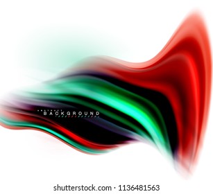 Concepto de mezcla fluida de colores en fondo gris claro, línea de flujo de onda y curva giratoria, plantilla de diseño abstracto de moda para presentación de negocios, banner de papel tapiz de aplicación, afiche o papel tapiz