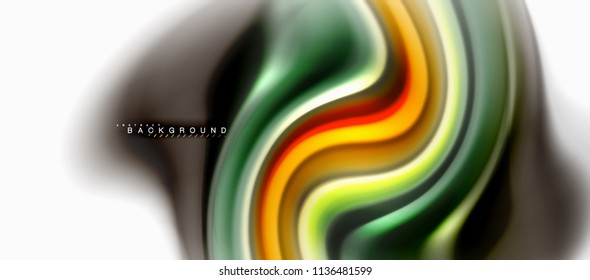 Concepto de mezcla fluida de colores en fondo gris claro, flujo de curvas, plantilla de diseño abstracto de moda para presentación de negocios o tecnología o portada de folletos web, fondo de pantalla. Ilustración del vector