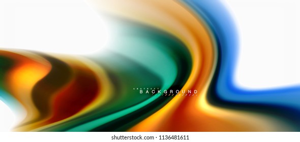 Fluid liquid mixing colors concept on light grey background, curve flow, trendy abstract layout template for business or technology presentation or web brochure cover, wallpaper. Vector illustration