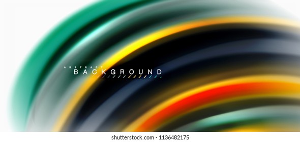 Concepto de mezcla fluida de colores en fondo gris claro, flujo de curvas, plantilla de diseño abstracto de moda para presentación de negocios o tecnología o portada de folletos web, fondo de pantalla. Ilustración del vector