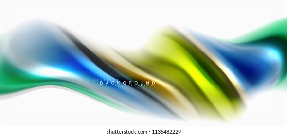 Fluid liquid mixing colors concept on light grey background, curve flow, trendy abstract layout template for business or technology presentation or web brochure cover, wallpaper. Vector illustration