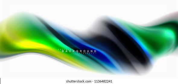 Fluid liquid mixing colors concept on light grey background, curve flow, trendy abstract layout template for business or technology presentation or web brochure cover, wallpaper. Vector illustration