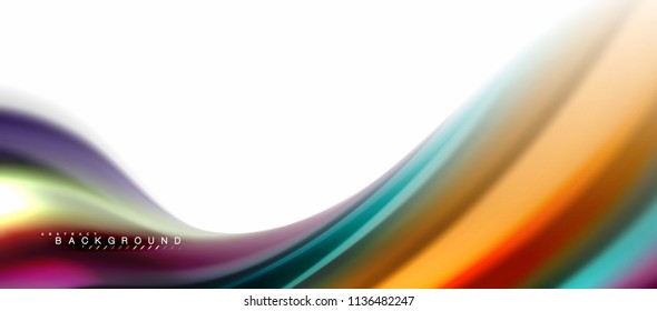 Fluid liquid mixing colors concept on light grey background, curve flow, trendy abstract layout template for business or technology presentation or web brochure cover, wallpaper. Vector illustration