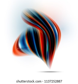 Fluid liquid mixing colors concept on light grey background, wave and swirl curve flow line, trendy abstract layout template for business presentation, app wallpaper banner, poster or wallpaper
