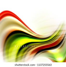 Fluid liquid mixing colors concept on light grey background, wave and swirl curve flow line, trendy abstract layout template for business presentation, app wallpaper banner, poster or wallpaper