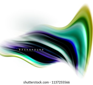 Concepto de mezcla fluida de colores en fondo gris claro, línea de flujo de onda y curva giratoria, plantilla de diseño abstracto de moda para presentación de negocios, banner de papel tapiz de aplicación, afiche o papel tapiz