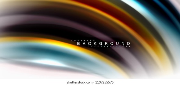 Concepto de mezcla fluida de colores en fondo gris claro, flujo de curvas, plantilla de diseño abstracto de moda para presentación de negocios o tecnología o portada de folletos web, fondo de pantalla. Ilustración del vector
