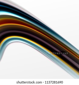 Concepto de mezcla fluida de colores en fondo gris claro, flujo de curvas, plantilla de diseño abstracto de moda para presentación de negocios o tecnología o portada de folletos web, fondo de pantalla. Ilustración del vector