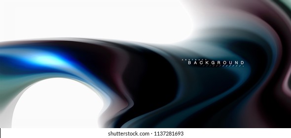 Concepto de mezcla fluida de colores en fondo gris claro, flujo de curvas, plantilla de diseño abstracto de moda para presentación de negocios o tecnología o portada de folletos web, fondo de pantalla. Ilustración del vector