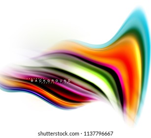 Fluid liquid mixing colors concept on light grey background, wave and swirl curve flow line, trendy abstract layout template for business presentation, app wallpaper banner, poster or wallpaper
