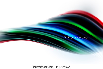 Fluid liquid mixing colors concept on light grey background, wave and swirl curve flow line, trendy abstract layout template for business presentation, app wallpaper banner, poster or wallpaper