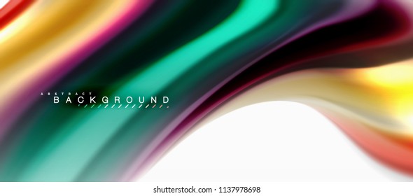 Fluid liquid mixing colors concept on light grey background, curve flow, trendy abstract layout template for business or technology presentation or web brochure cover, wallpaper. Vector illustration