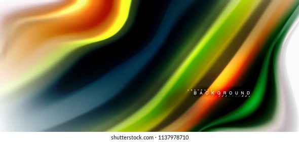 Fluid liquid mixing colors concept on light grey background, curve flow, trendy abstract layout template for business or technology presentation or web brochure cover, wallpaper. Vector illustration