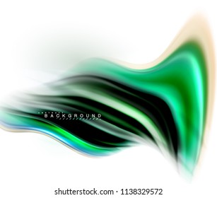 Fluid liquid mixing colors concept on light grey background, wave and swirl curve flow line, trendy abstract layout template for business presentation, app wallpaper banner, poster or wallpaper