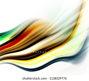 Fluid liquid mixing colors concept on light grey background, wave and swirl curve flow line, trendy abstract layout template for business presentation, app wallpaper banner, poster or wallpaper