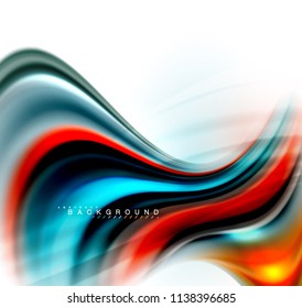 Fluid liquid mixing colors concept on light grey background, wave and swirl curve flow line, trendy abstract layout template for business presentation, app wallpaper banner, poster or wallpaper