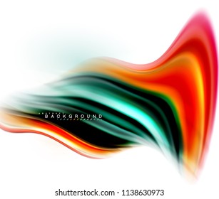 Fluid liquid mixing colors concept on light grey background, wave and swirl curve flow line, trendy abstract layout template for business presentation, app wallpaper banner, poster or wallpaper