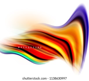 Fluid liquid mixing colors concept on light grey background, wave and swirl curve flow line, trendy abstract layout template for business presentation, app wallpaper banner, poster or wallpaper