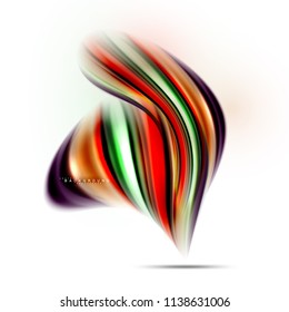 Concepto de mezcla fluida de colores en fondo gris claro, línea de flujo de onda y curva giratoria, plantilla de diseño abstracto de moda para presentación de negocios, banner de papel tapiz de aplicación, afiche o papel tapiz