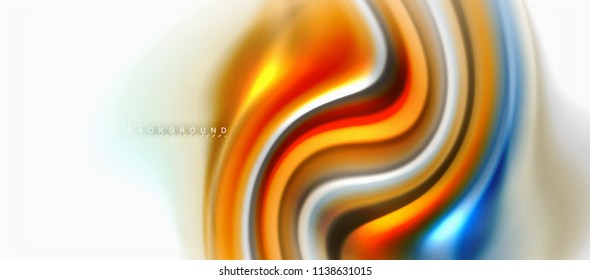 Líquido fluido misturando o conceito de cores no fundo cinza claro, fluxo de curva, modelo de layout abstrato moderno para apresentação de negócios ou tecnologia ou capa de brochura da web, papel de parede. Ilustração vetorial