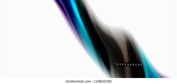 Fluid liquid mixing colors concept on light grey background, curve flow, trendy abstract layout template for business or technology presentation or web brochure cover, wallpaper. Vector illustration