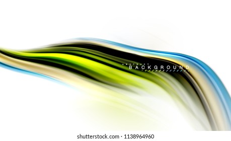 Concepto de mezcla fluida de colores en fondo gris claro, línea de flujo de onda y curva giratoria, plantilla de diseño abstracto de moda para presentación de negocios, banner de papel tapiz de aplicación, afiche o papel tapiz