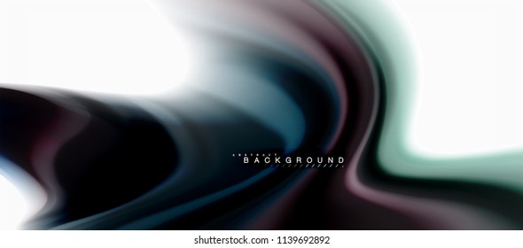 Fluid liquid mixing colors concept on light grey background, curve flow, trendy abstract layout template for business or technology presentation or web brochure cover, wallpaper. Vector illustration