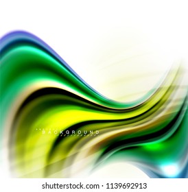 Concepto de mezcla fluida de colores en fondo gris claro, línea de flujo de onda y curva giratoria, plantilla de diseño abstracto de moda para presentación de negocios, banner de papel tapiz de aplicación, afiche o papel tapiz