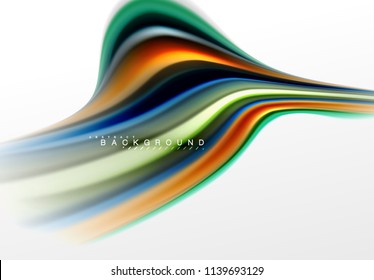 Fluid liquid mixing colors concept on light grey background, curve flow, trendy abstract layout template for business or technology presentation or web brochure cover, wallpaper. Vector illustration