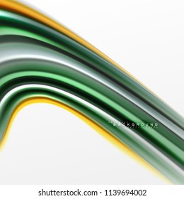 Concepto de mezcla fluida de colores en fondo gris claro, flujo de curvas, plantilla de diseño abstracto de moda para presentación de negocios o tecnología o portada de folletos web, fondo de pantalla. Ilustración del vector