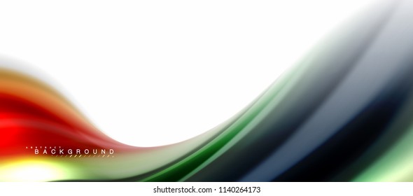 Fluid liquid mixing colors concept on light grey background, curve flow, trendy abstract layout template for business or technology presentation or web brochure cover, wallpaper. Vector illustration
