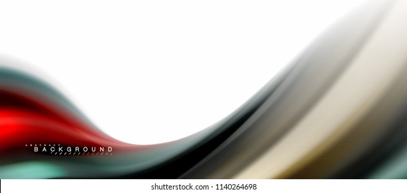 Fluid liquid mixing colors concept on light grey background, curve flow, trendy abstract layout template for business or technology presentation or web brochure cover, wallpaper. Vector illustration