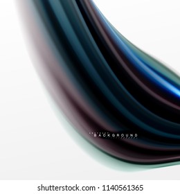 Fluid liquid mixing colors concept on light grey background, curve flow, trendy abstract layout template for business or technology presentation or web brochure cover, wallpaper. Vector illustration