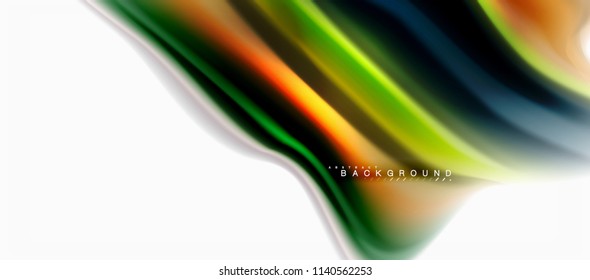 Fluid liquid mixing colors concept on light grey background, curve flow, trendy abstract layout template for business or technology presentation or web brochure cover, wallpaper. Vector illustration