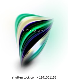 Concepto de mezcla fluida de colores en fondo gris claro, línea de flujo de onda y curva giratoria, plantilla de diseño abstracto de moda para presentación de negocios, banner de papel tapiz de aplicación, afiche o papel tapiz