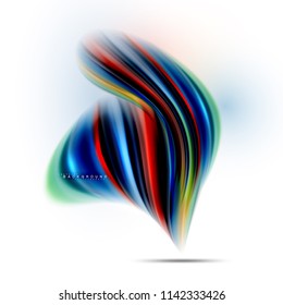 Fluid liquid mixing colors concept on light grey background, wave and swirl curve flow line, trendy abstract layout template for business presentation, app wallpaper banner, poster or wallpaper