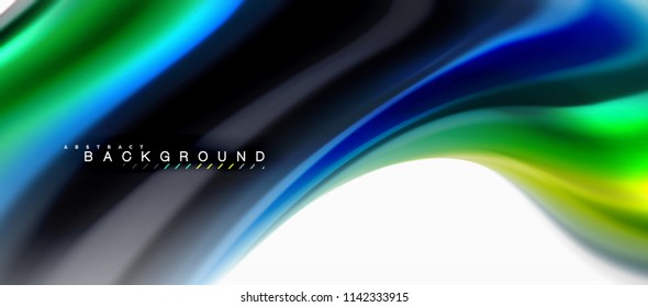 Fluid liquid mixing colors concept on light grey background, curve flow, trendy abstract layout template for business or technology presentation or web brochure cover, wallpaper. Vector illustration