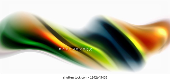 Fluid liquid mixing colors concept on light grey background, curve flow, trendy abstract layout template for business or technology presentation or web brochure cover, wallpaper. Vector illustration