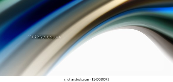 Fluid liquid mixing colors concept on light grey background, curve flow, trendy abstract layout template for business or technology presentation or web brochure cover, wallpaper. Vector illustration