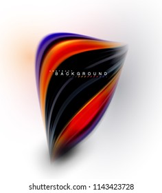 Concepto de mezcla fluida de colores en fondo gris claro, línea de flujo de onda y curva giratoria, plantilla de diseño abstracto de moda para presentación de negocios, banner de papel tapiz de aplicación, afiche o papel tapiz