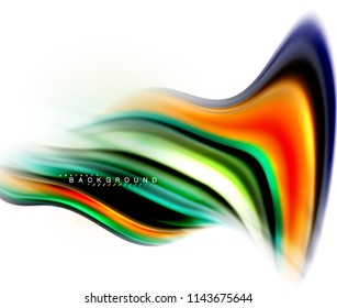 Fluid liquid mixing colors concept on light grey background, wave and swirl curve flow line, trendy abstract layout template for business presentation, app wallpaper banner, poster or wallpaper