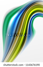 Fluid liquid mixing colors concept on light grey background, curve flow, trendy abstract layout template for business or technology presentation or web brochure cover, wallpaper. Vector illustration