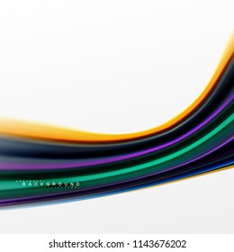 Concepto de mezcla fluida de colores en fondo gris claro, flujo de curvas, plantilla de diseño abstracto de moda para presentación de negocios o tecnología o portada de folletos web, fondo de pantalla. Ilustración del vector