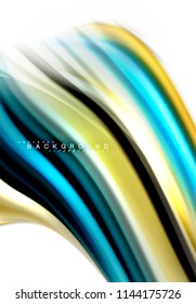 Fluid liquid mixing colors concept on light grey background, wave and swirl curve flow line, trendy abstract layout template for business presentation, app wallpaper banner, poster or wallpaper