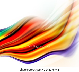 Fluid liquid mixing colors concept on light grey background, wave and swirl curve flow line, trendy abstract layout template for business presentation, app wallpaper banner, poster or wallpaper