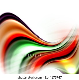 Fluid liquid mixing colors concept on light grey background, wave and swirl curve flow line, trendy abstract layout template for business presentation, app wallpaper banner, poster or wallpaper