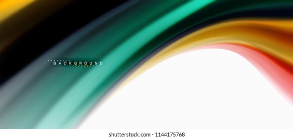 Fluid liquid mixing colors concept on light grey background, curve flow, trendy abstract layout template for business or technology presentation or web brochure cover, wallpaper. Vector illustration