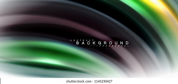 Concepto de mezcla fluida de colores en fondo gris claro, flujo de curvas, plantilla de diseño abstracto de moda para presentación de negocios o tecnología o portada de folletos web, fondo de pantalla. Ilustración del vector