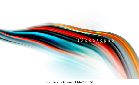 Fluid liquid mixing colors concept on light grey background, wave and swirl curve flow line, trendy abstract layout template for business presentation, app wallpaper banner, poster or wallpaper