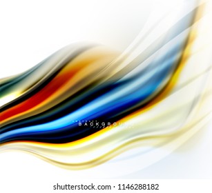 Fluid liquid mixing colors concept on light grey background, wave and swirl curve flow line, trendy abstract layout template for business presentation, app wallpaper banner, poster or wallpaper